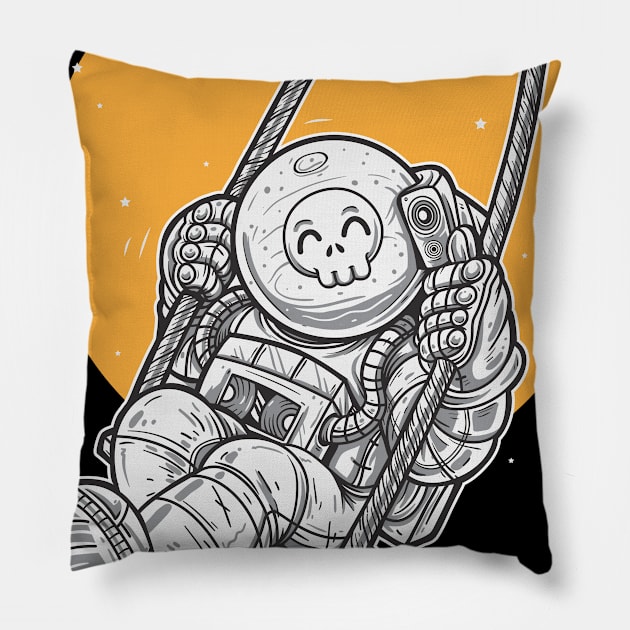 cute robot astronaut Pillow by Pixel Poetry