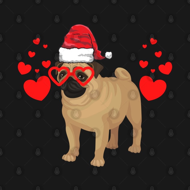 Santa Hat-Wearing Pug Dog Funny Christmas Holiday by Contentarama