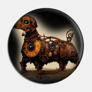 Dachshund Surreal Steampunk Artwork, Dog Lover Pin