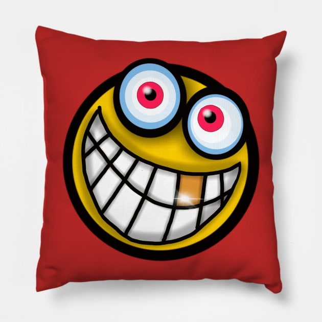 Smiling emoji face Pillow by wolfmanjaq