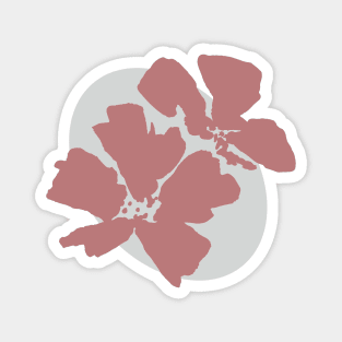 Minimalist mocha flowers on brown oval Magnet