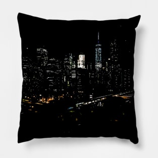 All of the Lights Manhattan Skyline Night Brooklyn Bridge New York City Pillow