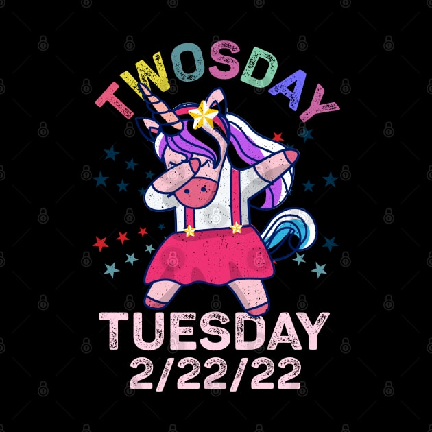 Unicorn Dabbing Tuesday February 22nd Teacher - Happy Twosday 2022 by alcoshirts