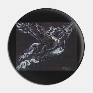 Black Flying Unicorn Pin