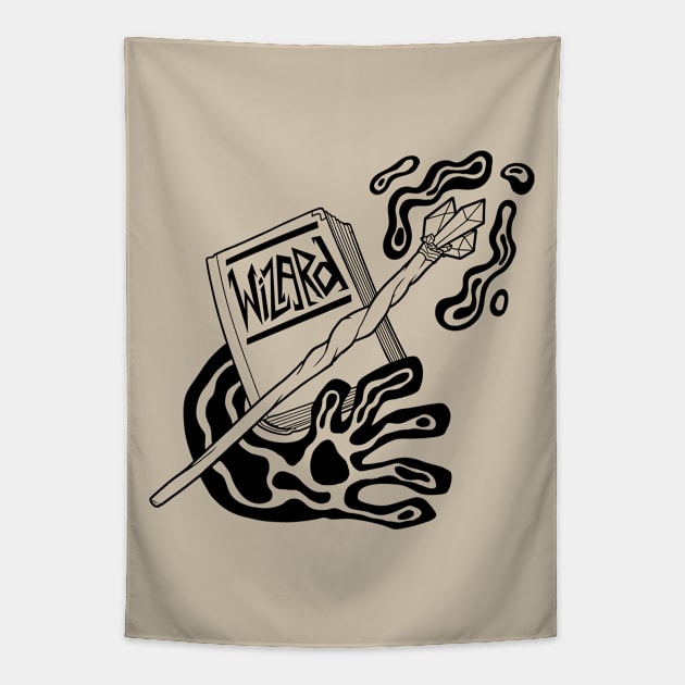 Wizard Class - Black Design Tapestry by CliffeArts