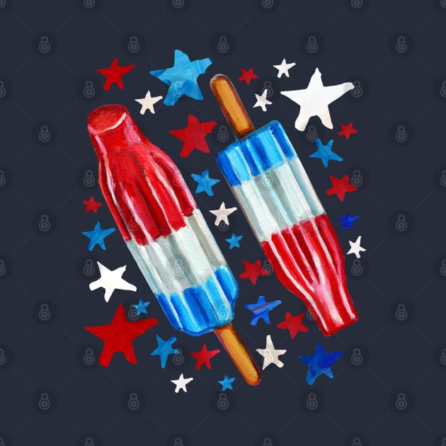 Patriotic Rocket Pop and Stars Pattern by RobertPhelpsArt