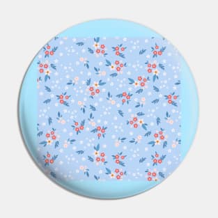 Cute Blue Spring Flowers Pattern Pin