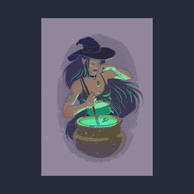 witch brewing a potion by SosiCreatesArt