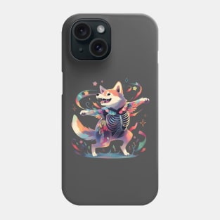 Dancing Skeleton Rainbow Shiba Phone Case