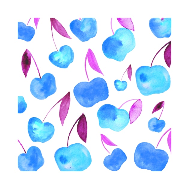 Watercolor cherries - purple and blue by wackapacka