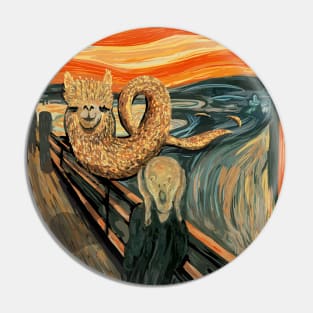 Funny Alpaca Loch Ness Monster The Scream Mashup Cryptid Pin