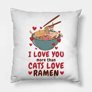 Ramen Valentine's Day February Cat Foodie Pillow