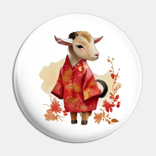 Watercolor Chinese Zodiac Year of the Goat Pin