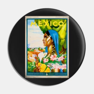 Retro poster - travel - vintage - Mexico City - Mexico Pin