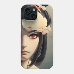 Beaux Animes Art, Beautiful Anime  Girl with flowers in her hair Illustration Design Phone Case