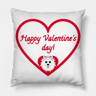 Happy Valentines Day Red Heart Pillow