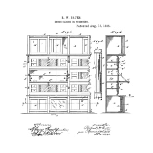 Store Casing Vintage Retro Patent Hand Drawing Funny Novelty Gift T-Shirt