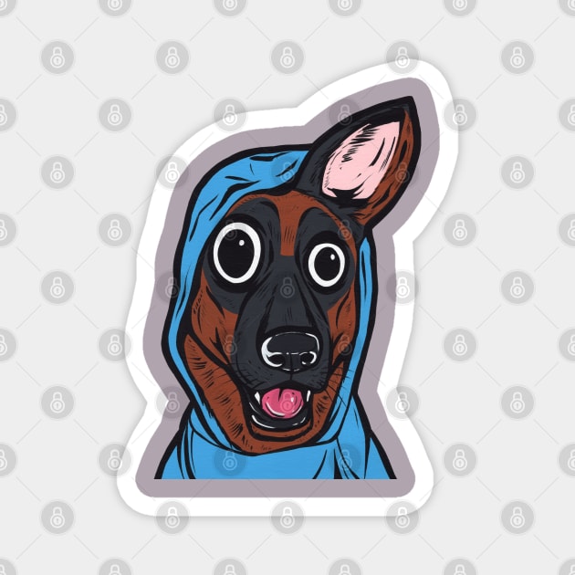 German Shepherd Blue Hoodie Magnet by turddemon