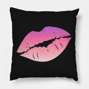 Pastel Pink Ombre Faux Glitter Lips Pillow