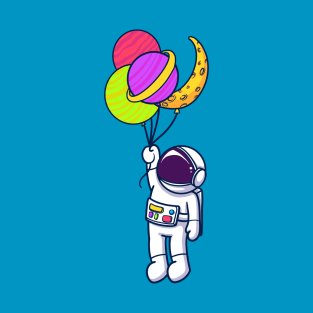 Astronaut Flying With Planet Balloons T-Shirt