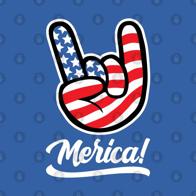 Merica Rocker Hand USA Flag American by DetourShirts