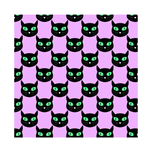 Black cats with green eyes pattern T-Shirt