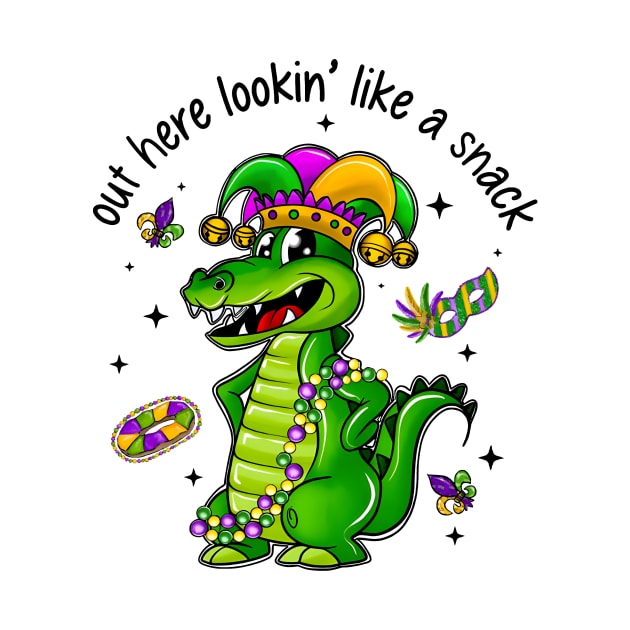 Out Here Lookin Like A Snack Boujee Crocodile, Crocodile Mardi Gras, Funny Mardi Gras by artbyhintze