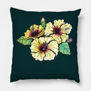 Vibrant Yellow Hibiscus Flower Pillow