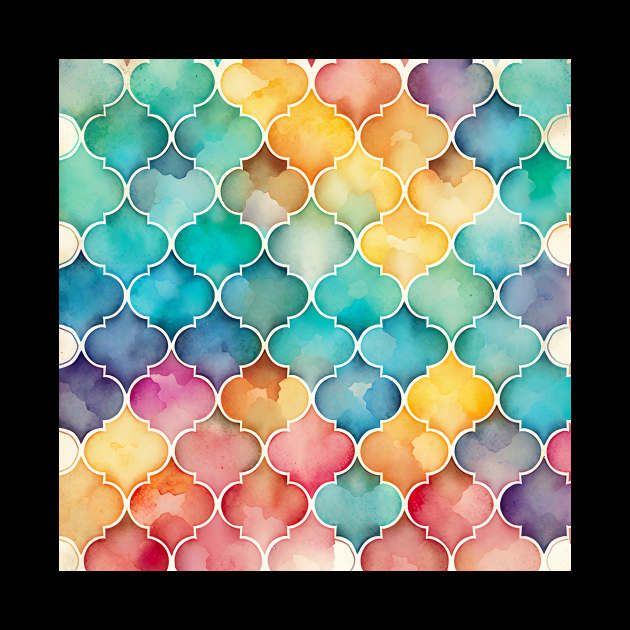 Watercolor Mosaic Pattern by The Maple Latte Shop