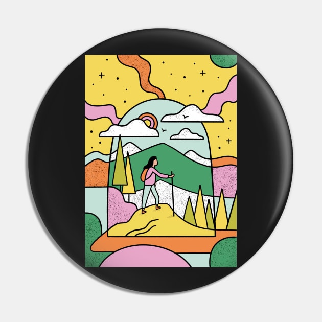 Hiking Pop Art Pin by ellolovey