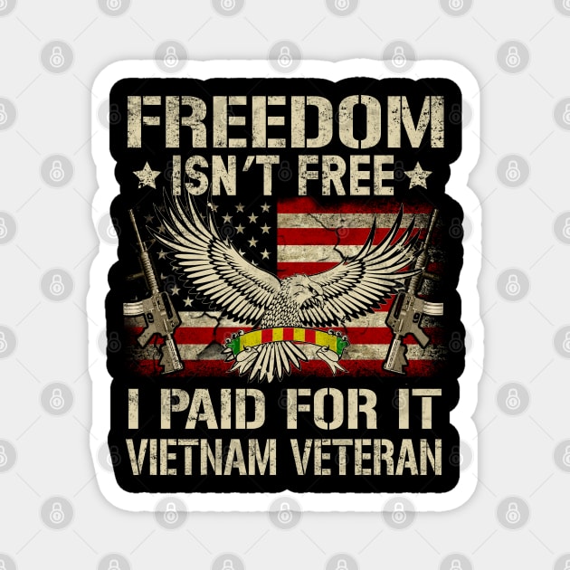 Vietnam Veteran Vintage American Flag Patriotic Eagle Shirt Men's Gift Magnet by Otis Patrick