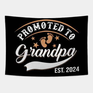 Promoted To Grandpa Est 2024 Fathers Day New Grandpa Tapestry