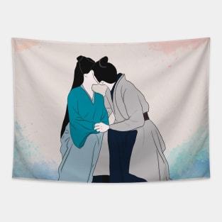 First kiss Love Like Galaxy illustration Tapestry