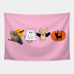 Pink Halloween Chihuahuas - smooth coat chihuahuas - Halloween chihuahuas tee Tapestry