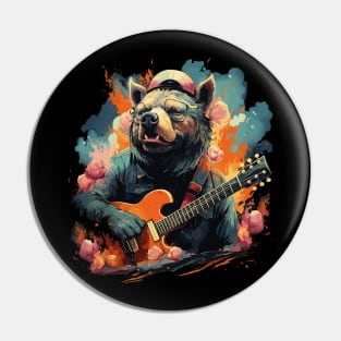 Wild Boar Playing Guitar Pin