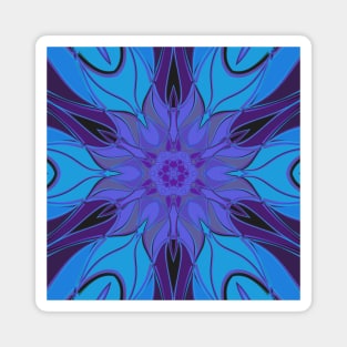 Cartoon Mandala Flower Blue and Purple Magnet