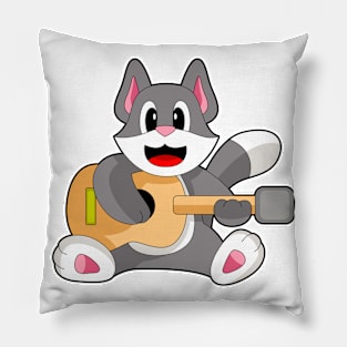 Cat Musician Guitar Music Pillow