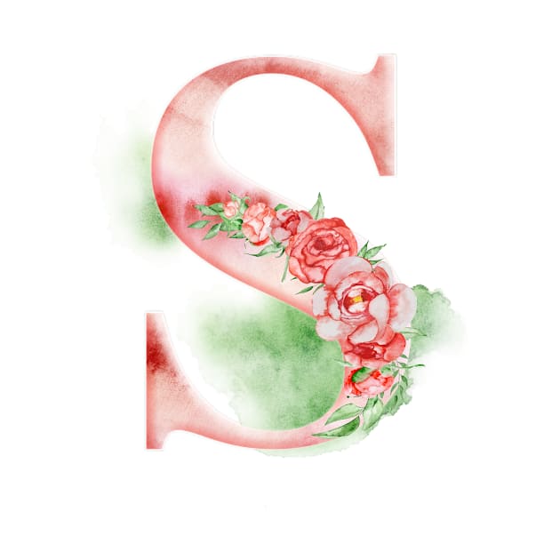 Floral Watercolor Monogram - S by MysticMagpie