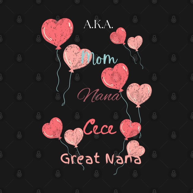 "Mom Nana CeCe Grand Nana" Heart Balloons by MCsab Creations