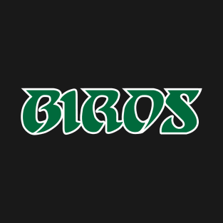 Birds, Retro Script - Black T-Shirt