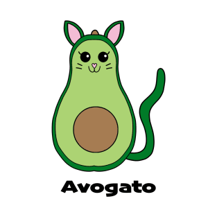 Avogato Cat Avocado Pun Joke Funny Illustration T-Shirt