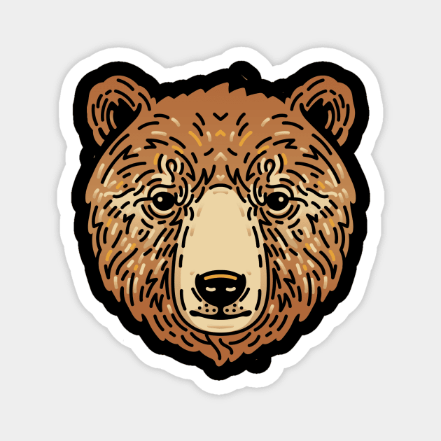 Minimalist Golden Brown Bear Magnet by Pixelchicken