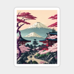 Serene Mount Fuji Sunset - Peaceful River Scenery Magnet