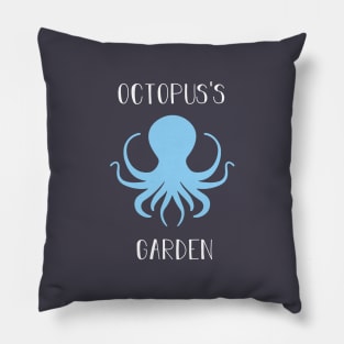 Octopuss Garden, white blue Pillow