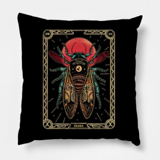 Cicada Invasion 2024 tarot card brood  XIX & XIII funny gift Pillow