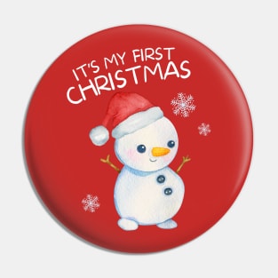 Cute Snowman Its My First Christmas Kids Gift Pin