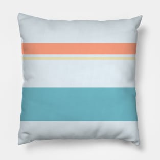 A matchless federation of Bright Gray, Dark Sky Blue, Peachy Pink and Light Tan stripes. Pillow