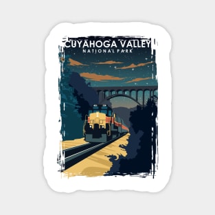 Cuyahoga Valley National Park Vintage Minimal Travel Poster at Night Magnet