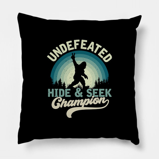 undefeated hide and seek champion funny bigfoot sasquatch Pillow by TheDesignDepot