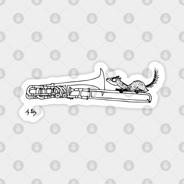 Weasel Sniffing a Trombone Magnet by AlyStabz